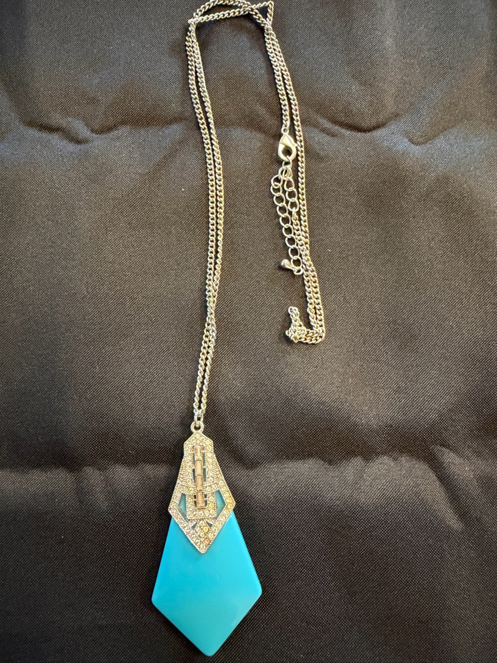 Park Lane Electra Necklace Blue Art Deco Crystal Pendant Retired $67